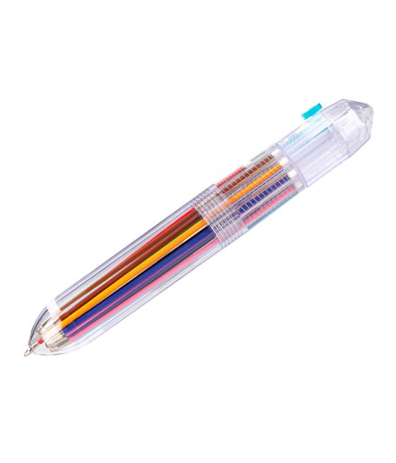 Bolígrafo liderpapel 10 en 1 cuerpo transparente 10 colores 1 mm retráctil