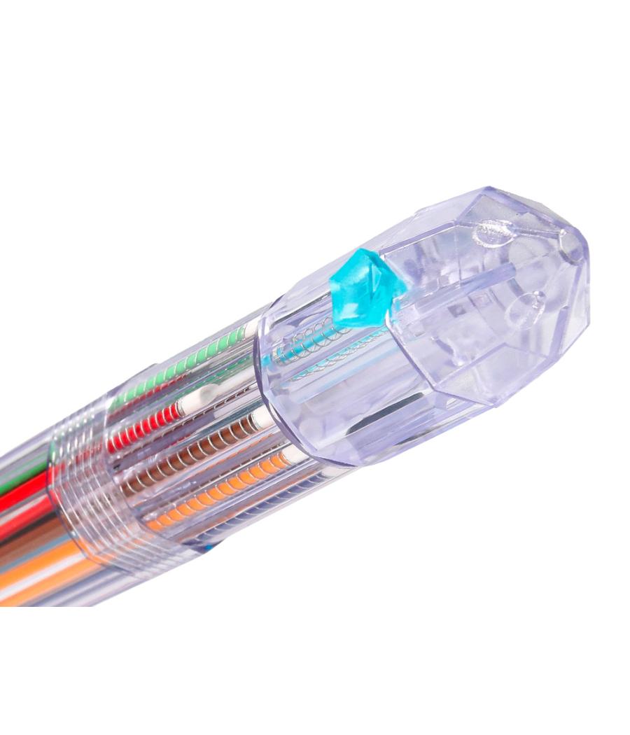 Bolígrafo liderpapel 10 en 1 cuerpo transparente 10 colores 1 mm retráctil