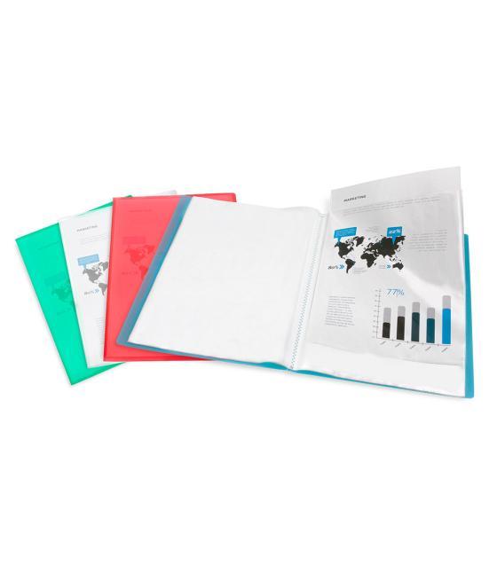 Carpeta liderpapel escaparate 80 fundas polipropileno din a4 azul translucido