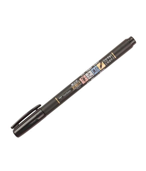 Rotulador tombow fudenosuke tinta base de agua punta pincel dura estuche de 10 unidades colores surtidos