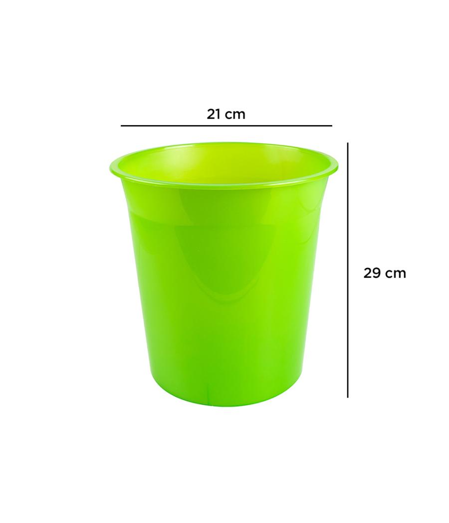 Papelera plástico q-connect verde translucido 13 litros 275x285 mm