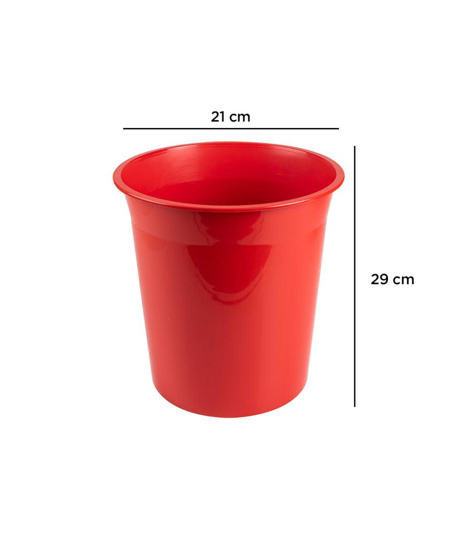 Papelera plástico q-connect rojo opaco 13 litros 275x285 mm