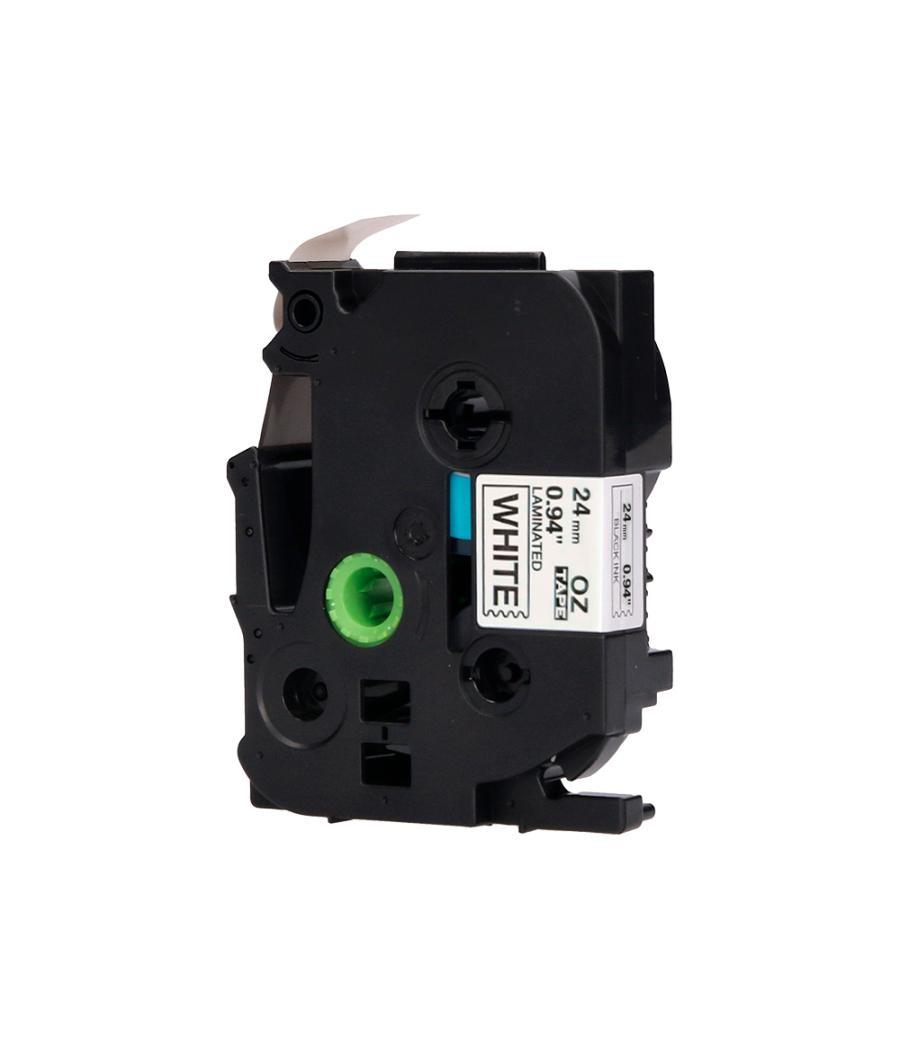 Cinta q-connect tze-251 blanco-negro 24mm longitud 8 mt