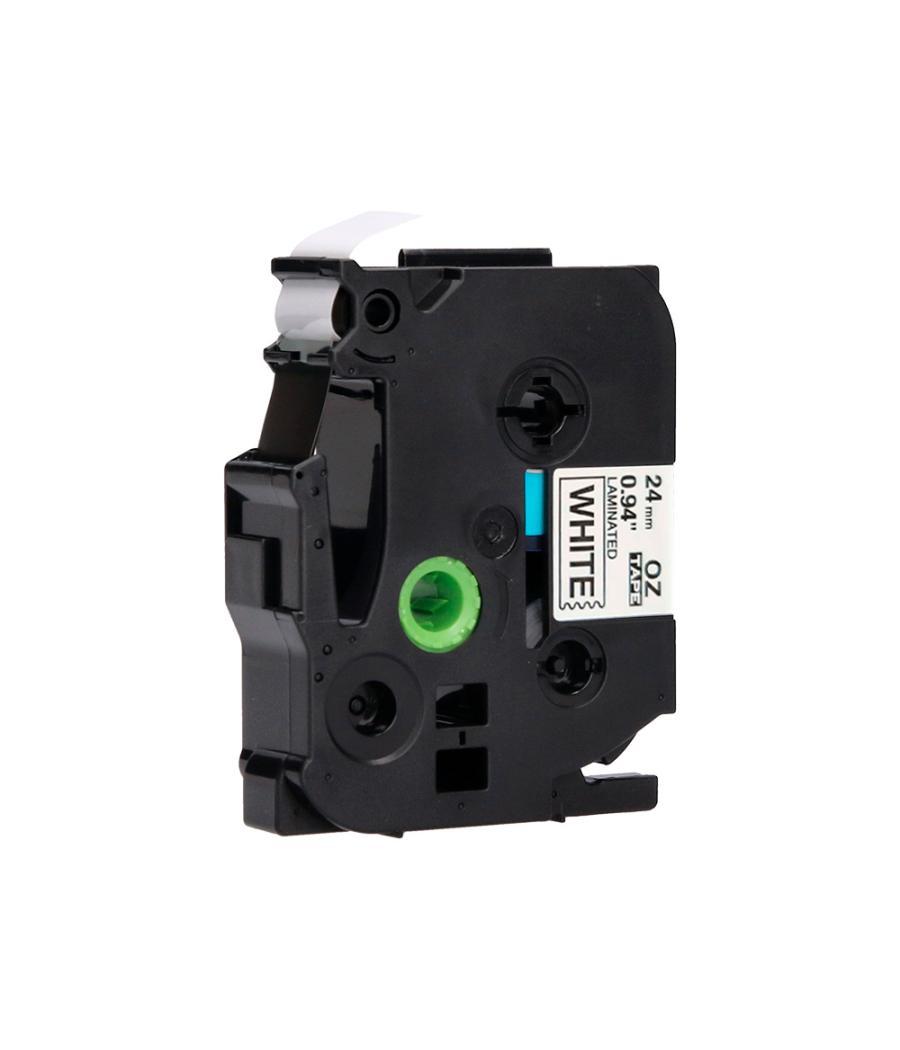 Cinta q-connect tze-251 blanco-negro 24mm longitud 8 mt