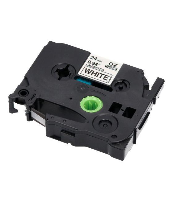 Cinta q-connect tze-251 blanco-negro 24mm longitud 8 mt