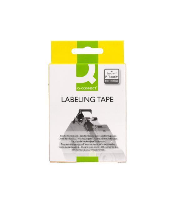 Cinta q-connect tze-251 blanco-negro 24mm longitud 8 mt