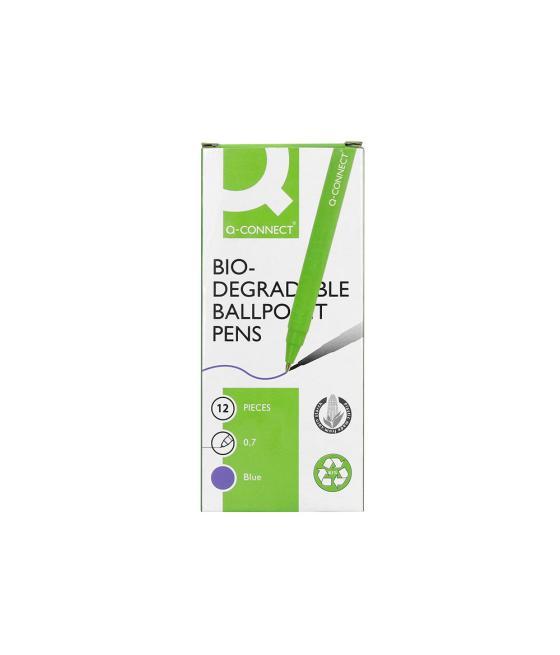 Bolígrafo q-connect retráctil kf14625 biodegradable verde tinta azul