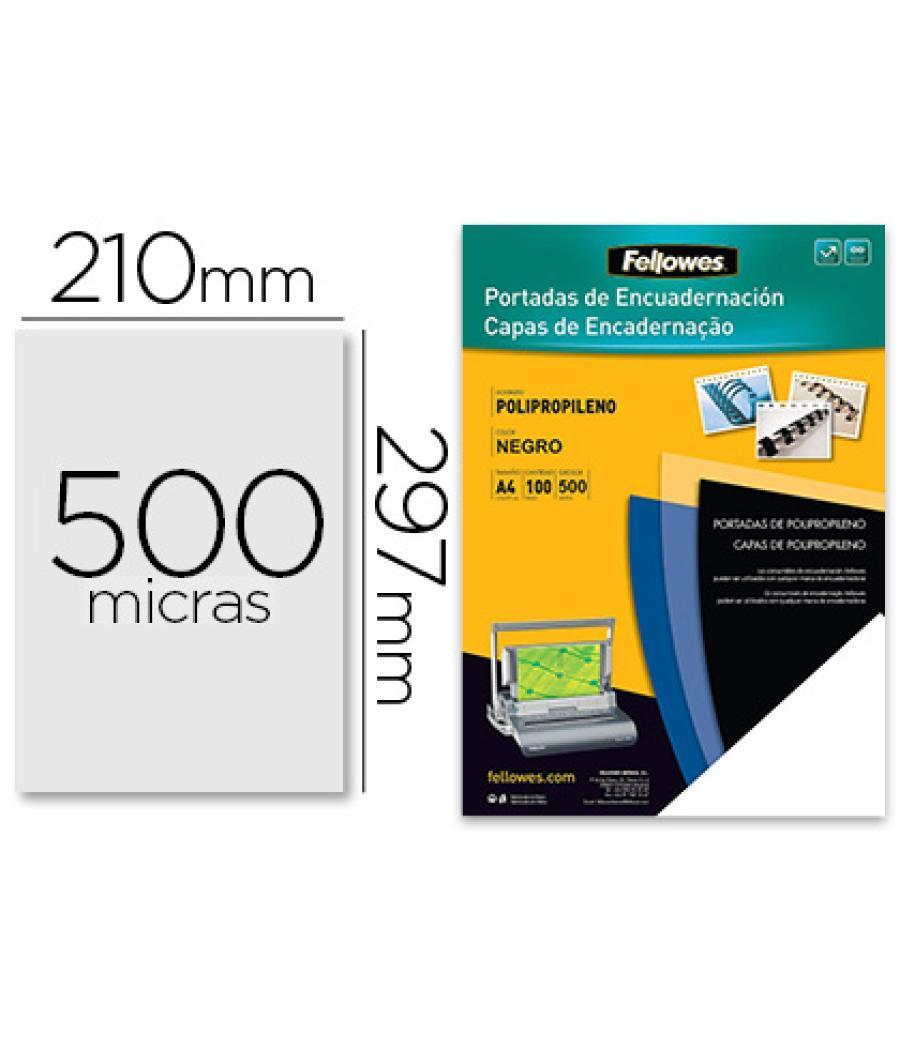 Tapa de encuadernación fellowes din a4 polipropileno negro 500 micras pack de 100 unidades