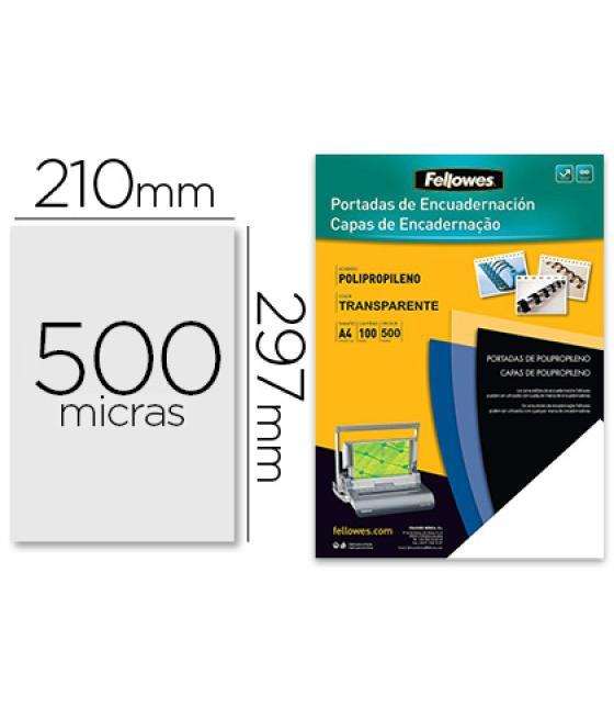 Tapa de encuadernación fellowes din a4 polipropileno transparente 450 micras pack de 100 unidades