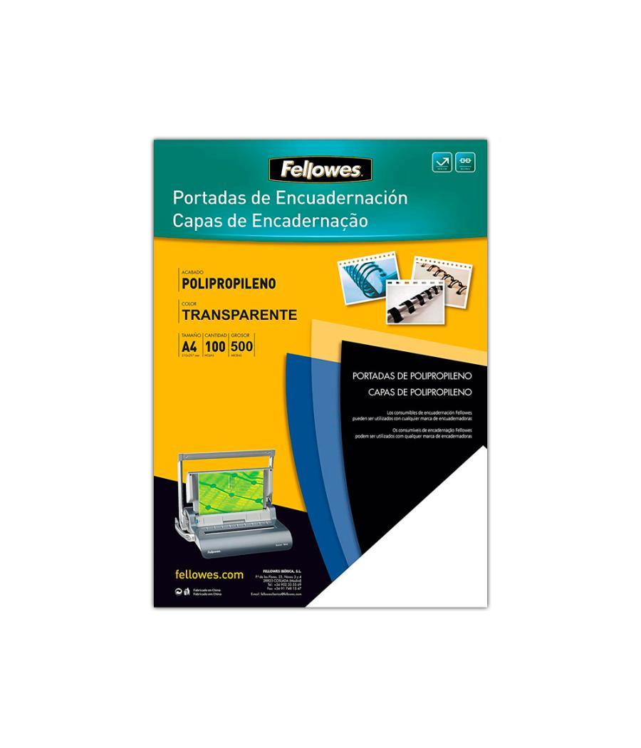 Tapa de encuadernación fellowes din a4 polipropileno transparente 450 micras pack de 100 unidades