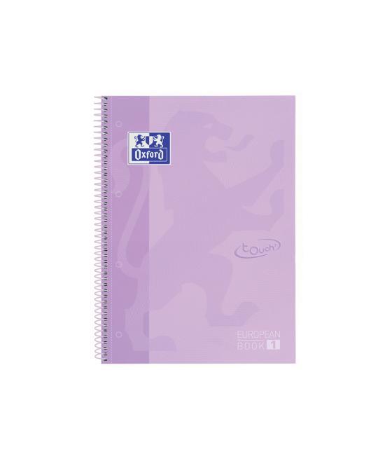 Cuaderno espiral oxford ebook 1 school touch te din a4+ 80 hojas cuadro 5 mm con margen malva pastel