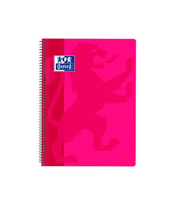 Cuaderno espiral oxford school classic tapa polipropileno folio 80 h cuadro 4 mm con margen fucsia