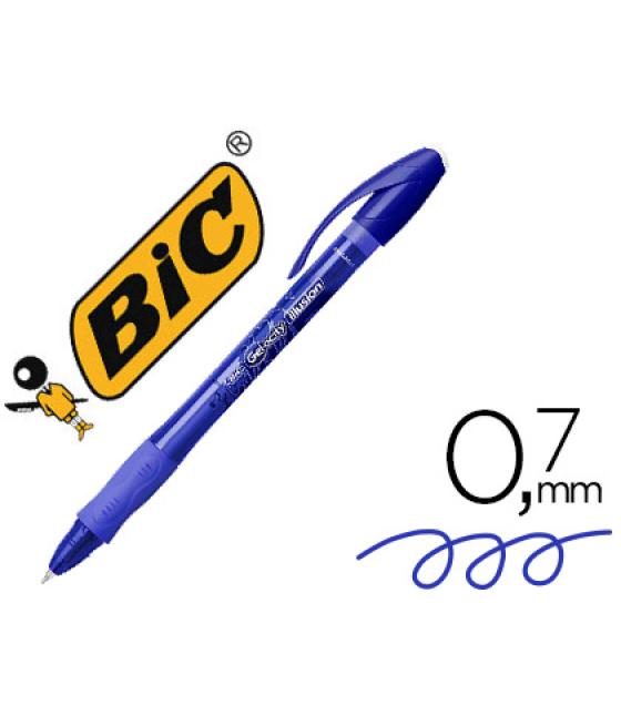 Bolígrafo bic gelocity illusion borrable azul punta de 0,7 mm