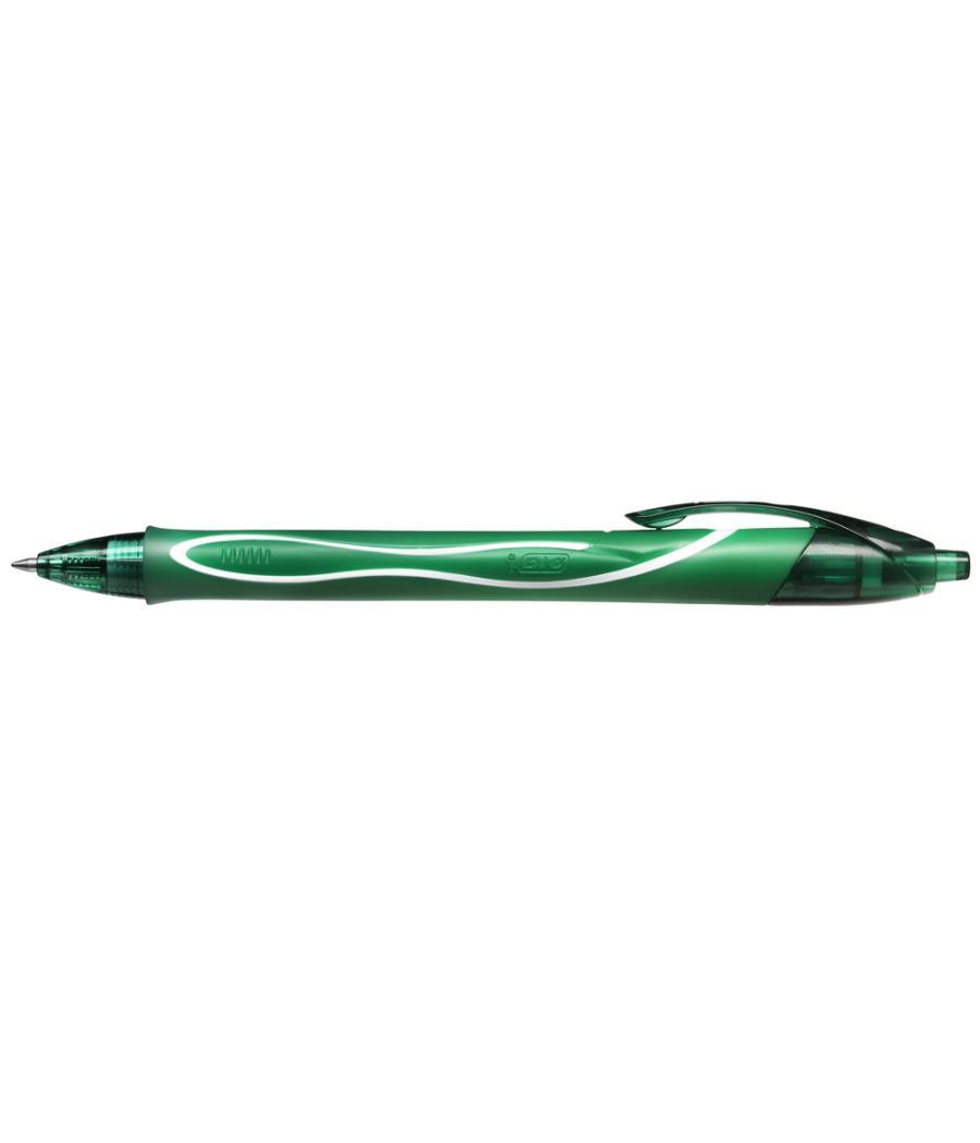 Bolígrafo bic gelocity quick dry retráctil tinta gel verde punta de 0,7 mm