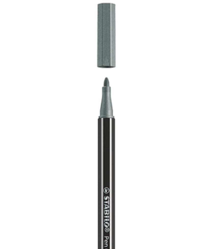 Rotulador stabilo acuarelable pen 68 metélico plata 1 mm