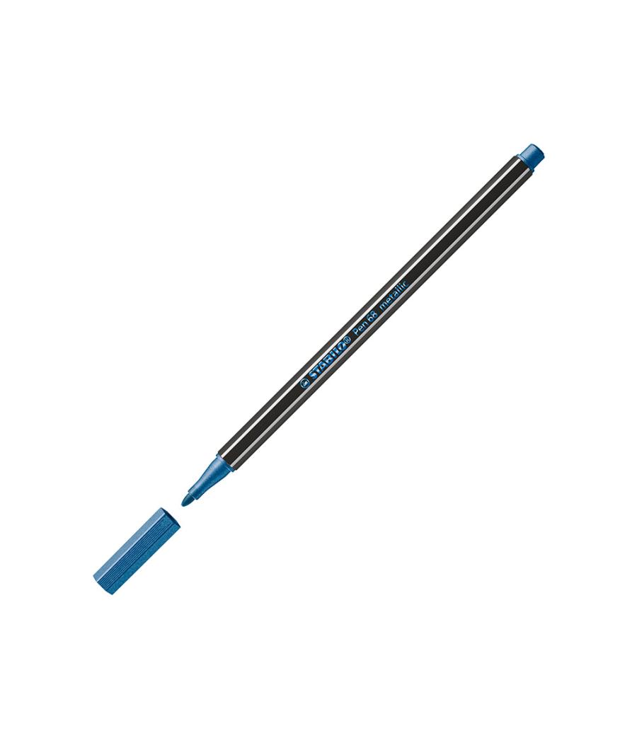 Rotulador stabilo acuarelable pen 68 metélico azul 1 mm