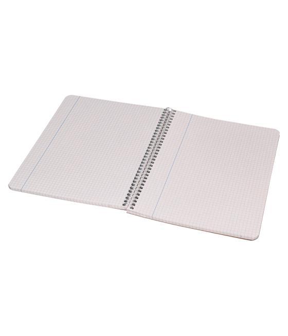 Cuaderno espiral liderpapel cuarto ecouse tapa cartulina kraft 80h papel reciclado 80 grcuadro 4mm