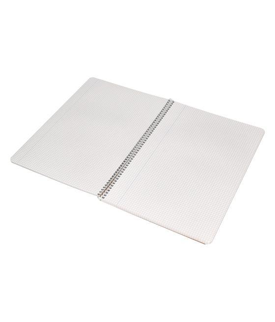 Cuaderno espiral liderpapel folio ecouse tapa cartulina kraft 80h papel reciclado 80 gr cuadro 4mm con margen