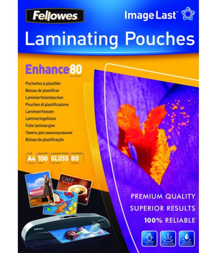Bolsa de plastificar fellowes brillo din a4 80 mc pack de 100 unidades