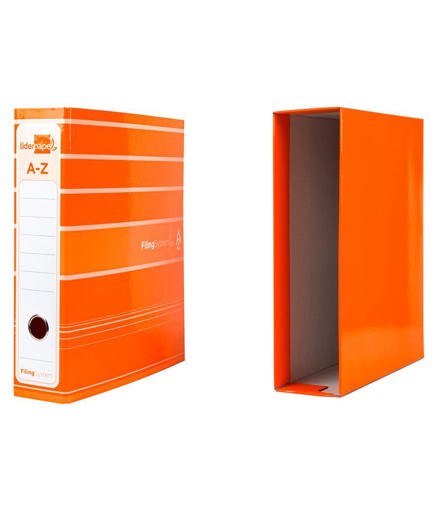 Archivador de palanca liderpap el a4 filing system forrado sin rado lomo 80mm naranja con caja y compresor metélico