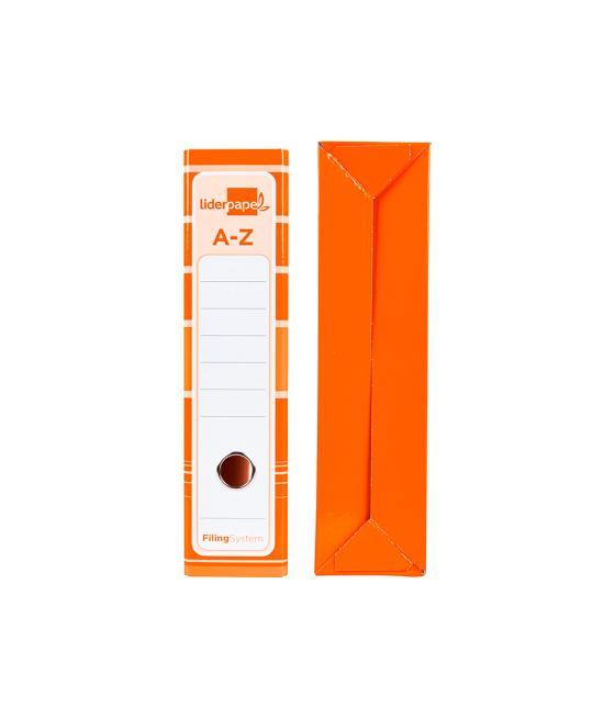 Archivador de palanca liderpap el a4 filing system forrado sin rado lomo 80mm naranja con caja y compresor metélico