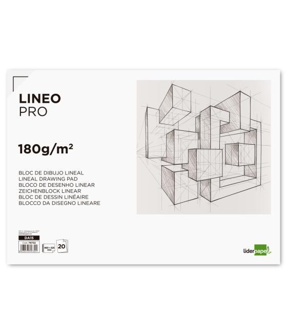 Bloc dibujo liderpapel lineal espiral 460x325 mm 20 hojas 180 gr/m2 con recuadro perforado