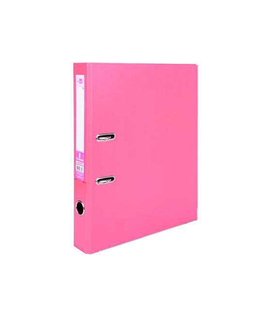 Archivador de palanca liderpapel folio documenta forrado pvc con rado lomo 52 mm rosa compresor metélico