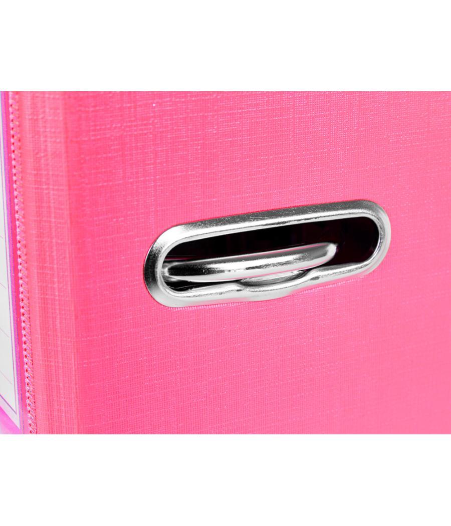 Archivador de palanca liderpapel folio documenta forrado pvc con rado lomo 52 mm rosa compresor metélico