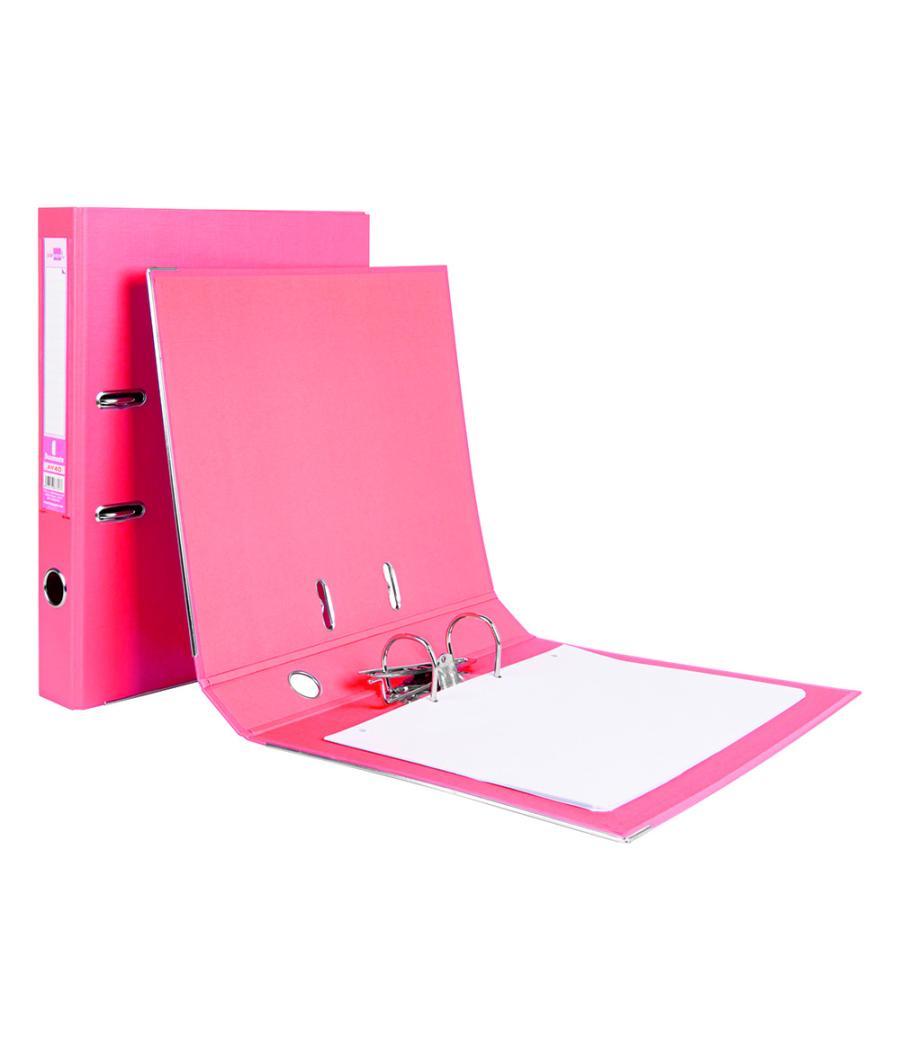 Archivador de palanca liderpapel folio documenta forrado pvc con rado lomo 52 mm rosa compresor metélico