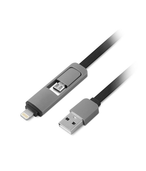 1LIFE - Cable MicroUSB + Adaptador Lightning (iPhone) - 2 en 1 - Comp. Carga rápida - Imagen 1