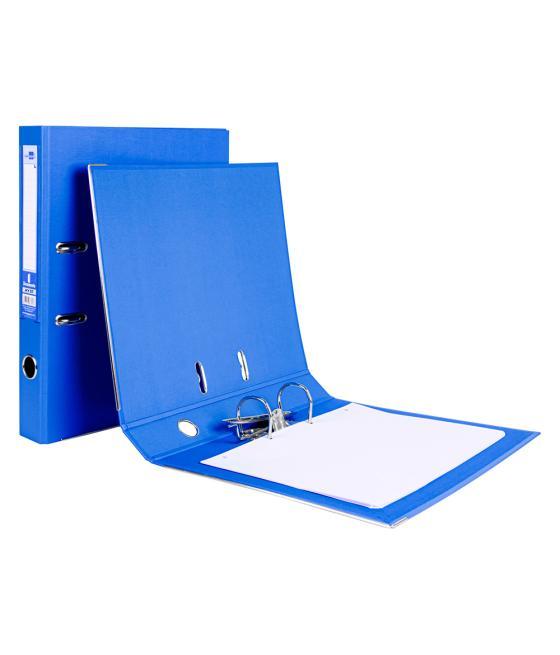 Archivador de palanca liderpapel folio documenta forrado pvc con rado lomo 52 mm azul compresor metélico