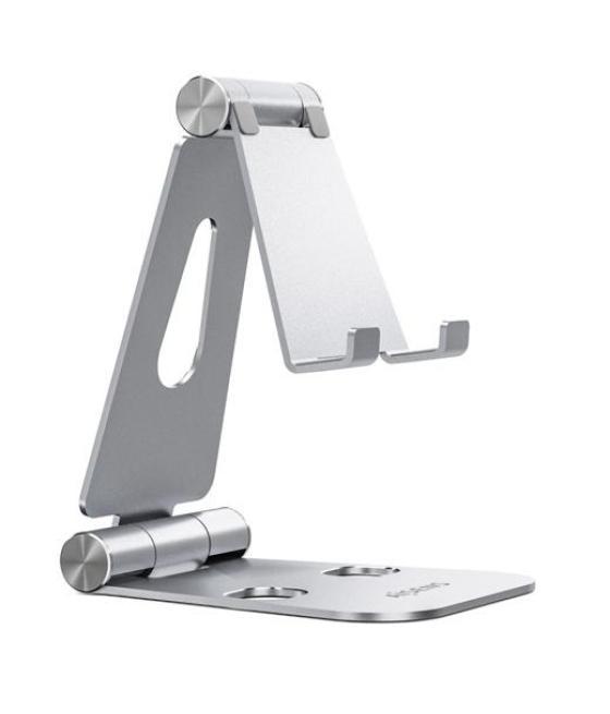 Aisens soporte de sobremesa tamaño xl ajustable 2 pivotes para movil/tablet plata