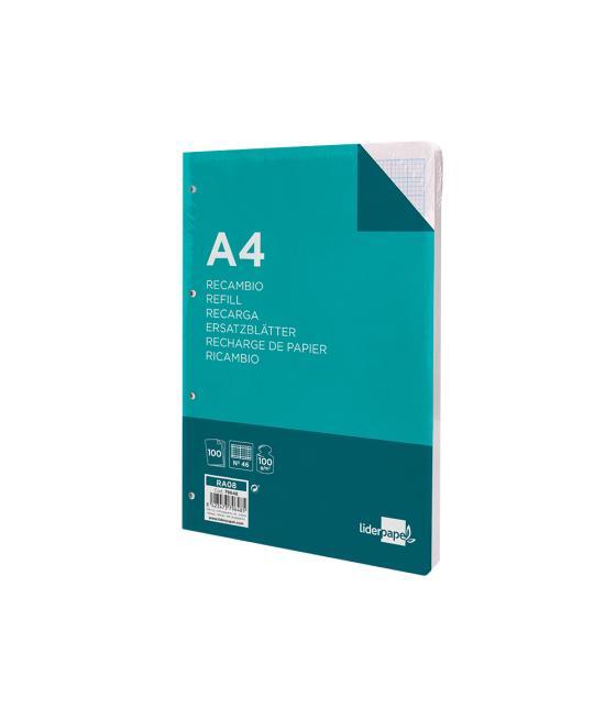 Recambio liderpapel a4 100 hojas 100 g/m2 rayado nº 46 4 taladros