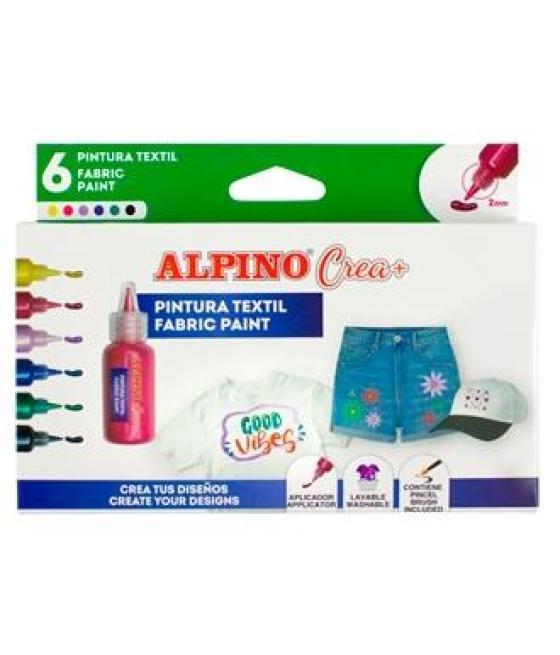 Alpino set de pintura crea textil 20ml estuche de 5 + pincel c/surtidos