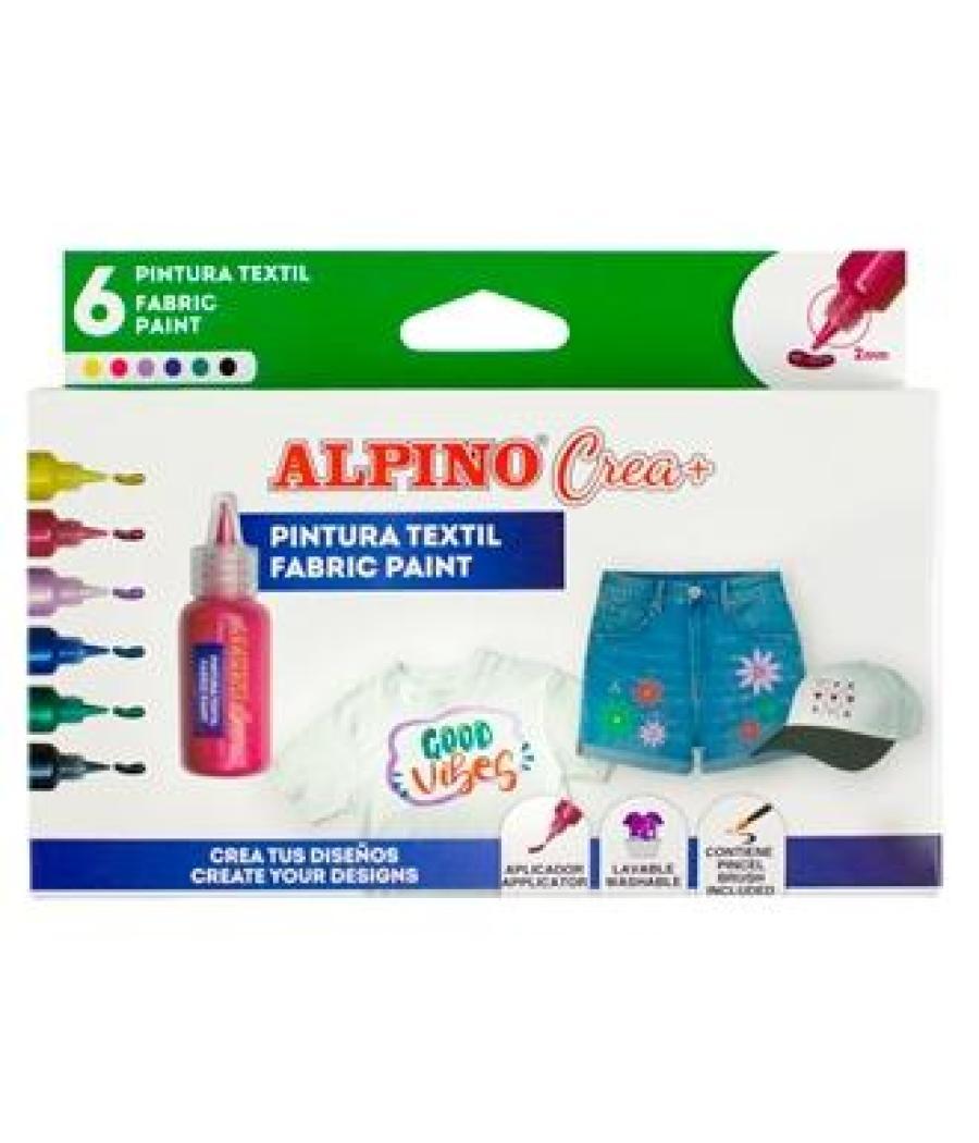 Alpino set de pintura crea textil 20ml estuche de 5 + pincel c/surtidos