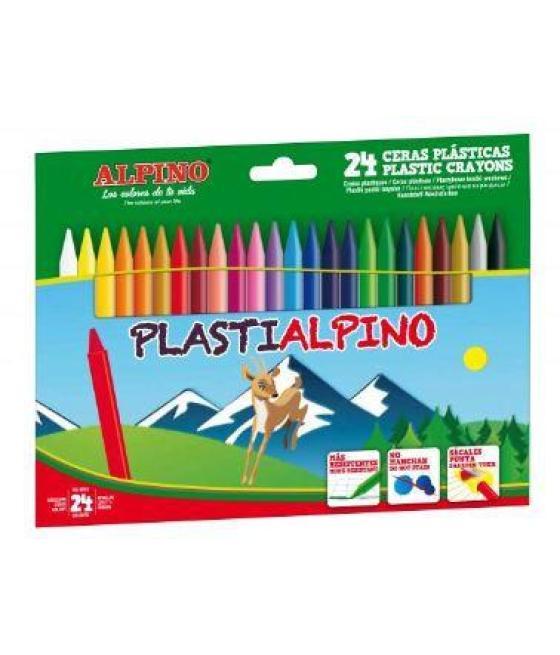 Alpino ceras plásticas plastialpino 115mm no manchan estuche de 24 c/surtidos