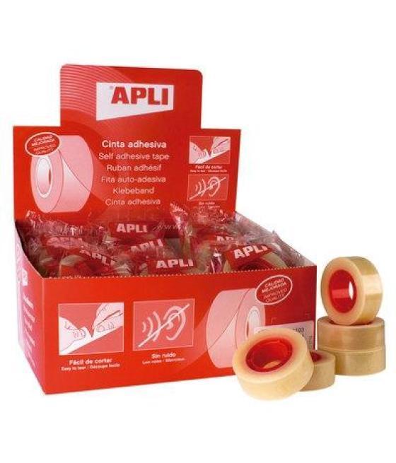 Apli cinta adhesiva transparente rollo 12mm x 33m caja expositora 55u