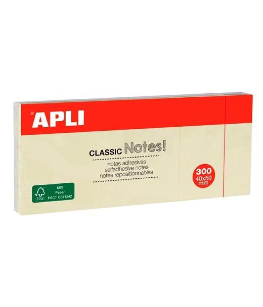 Apli notas adhesivas clasicas 40x50mm amarillas 3 blocs de 100h -12u-