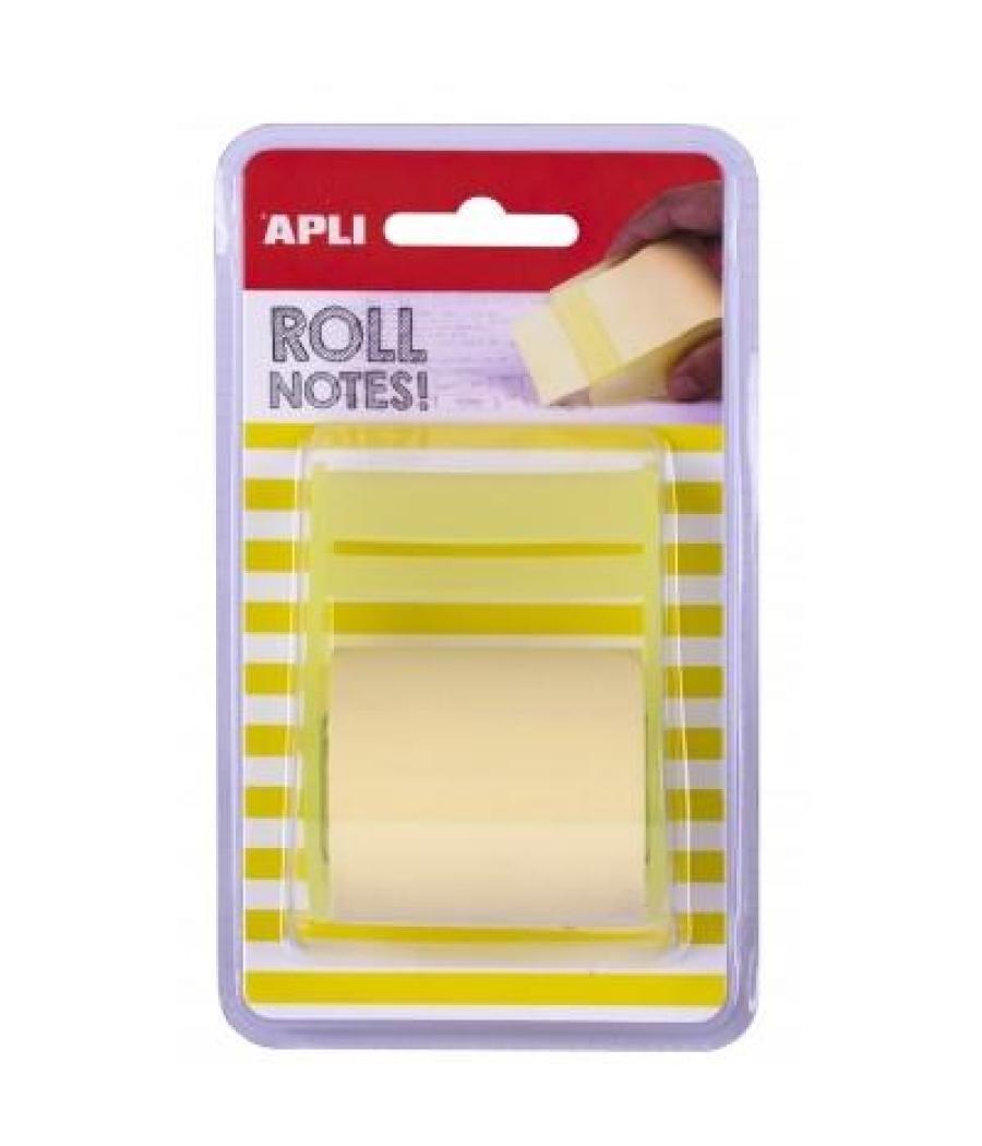 Apli notas adhesivas en rollo 50mmx8m amarillo pastel blister
