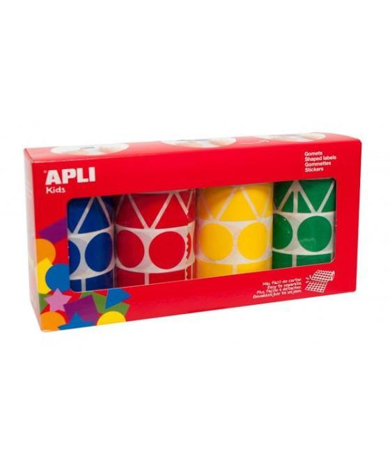 Apli gomets geométricos caja 4 rollos formas y colores surtidos -5428 unidades-