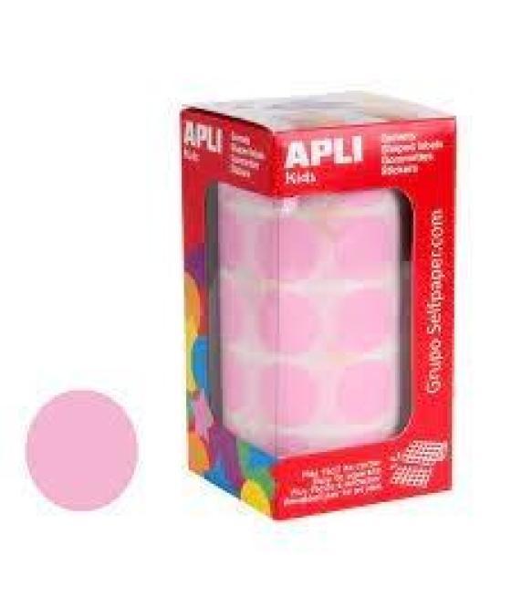 Apli gomets redondos 20mm rollo rosa