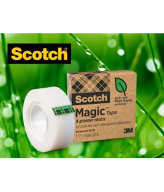 Cinta adhesiva scotch magic invisible eco 33 mt x 19 mm pack de 9 unidades