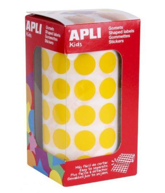 Apli gomets redondos 10,5mm rollo amarillo -rollo 5192 unidades-