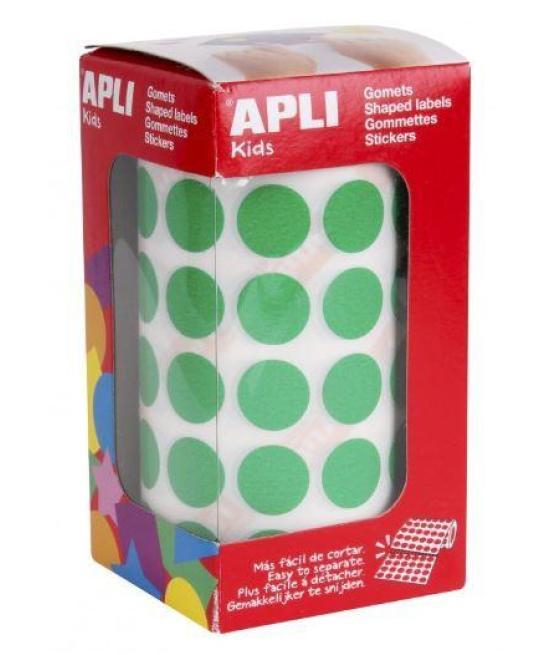 Apli gomets redondos 15mm rollo verde -rollo 2832 unidades-