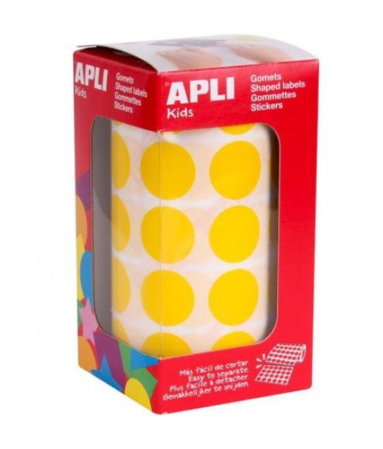 Apli gomets autoadhesivos redondos 20 mm rollo amarillo