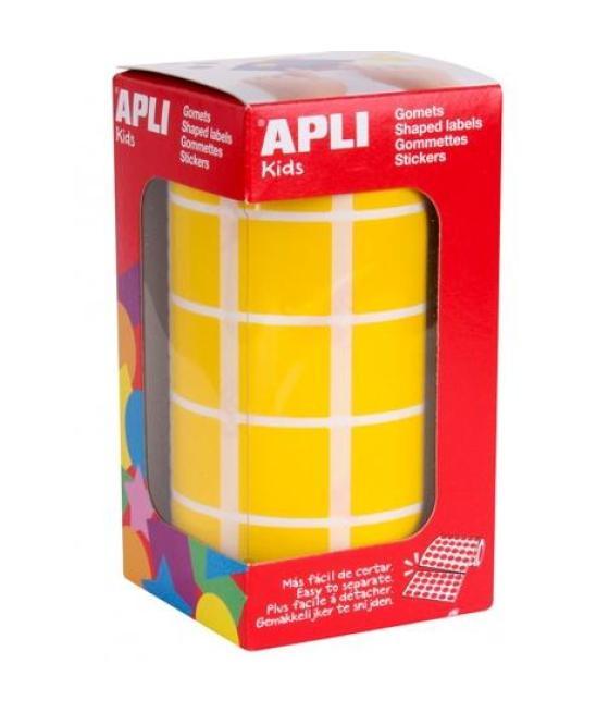 Apli gomets cuadrados 20mm rollo amarillo -rollo 1770 unidades-