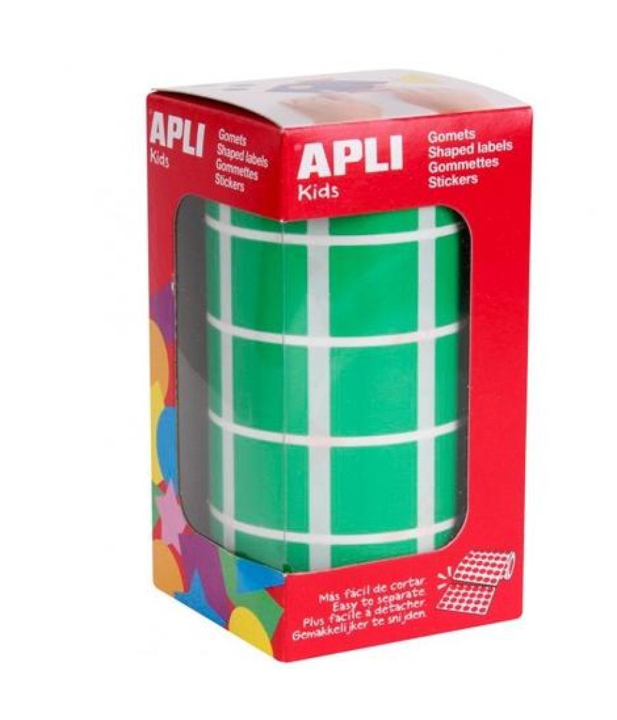 Apli gomets cuadrados 20mm rollo verde -rollo 1770 unidades-