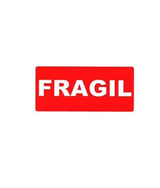 Apli etiquetas impresas 'frágil' 100x50mm c/romos rollo de 200 blanco/rojo