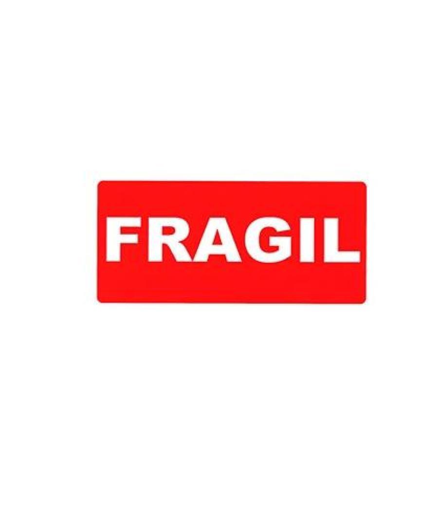 Apli etiquetas impresas 'frágil' 100x50mm c/romos rollo de 200 blanco/rojo