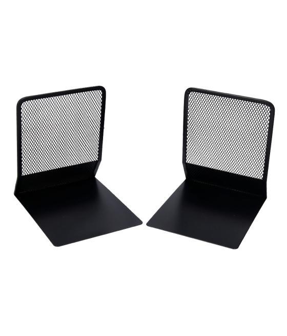 Apoyalibros metélico q-connect kf15098 rejilla negro juego 165x152x135 mm